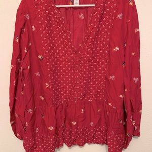 Red long sleeve Old Navy blouse